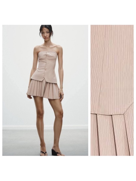 Zara Dresses & Skirts - Zara Blush Pleated Mini Skirt Set